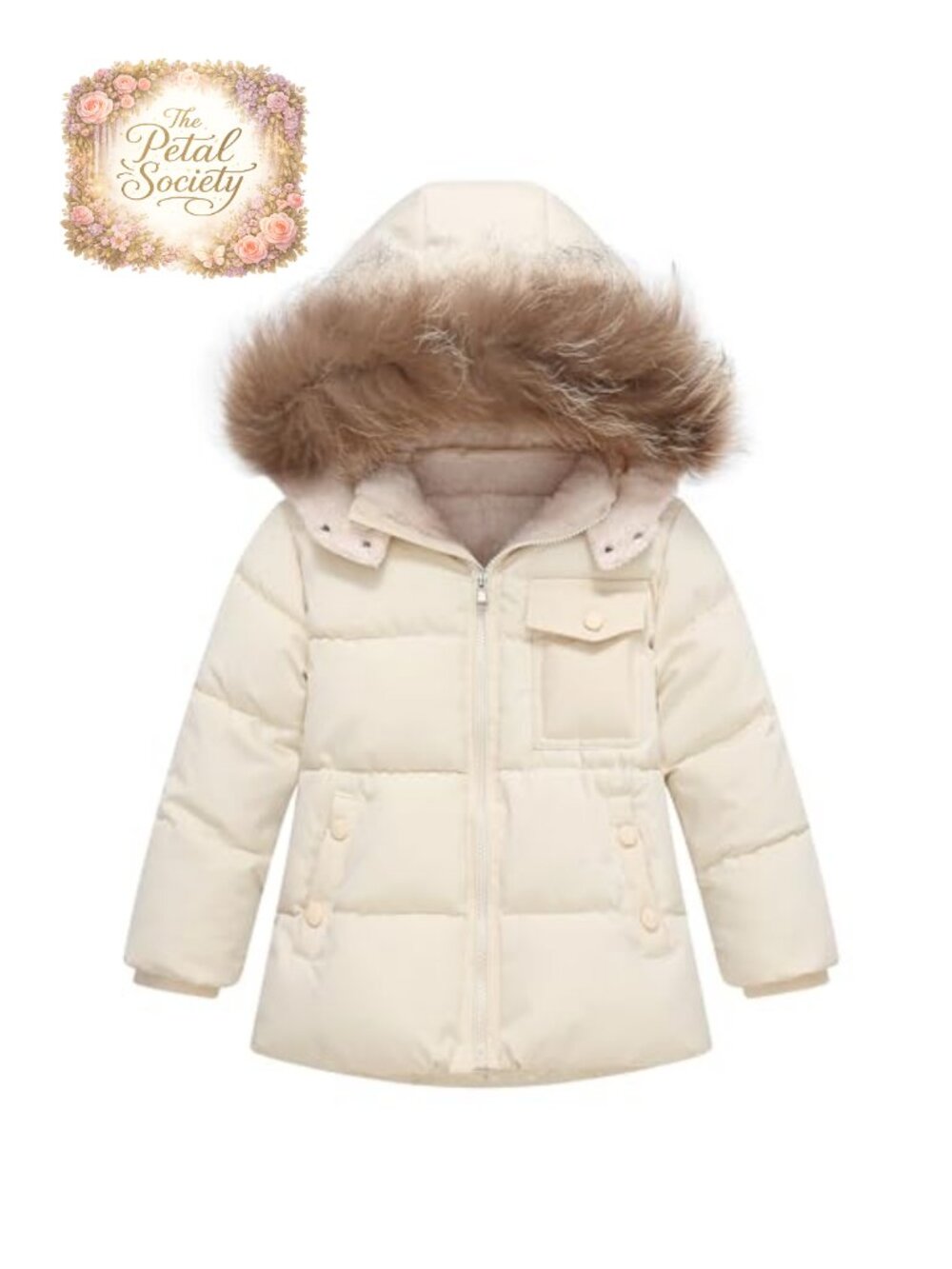 Toddler Winter Puffer Jacket with Hood and Fleece Lining